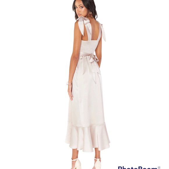 Show Me Your Mumu Claire Midi Dress Show Me The Ring Luxe Satin Small NEW NWT - Picture 3 of 6
